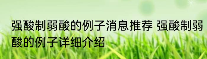 强酸制弱酸的例子消息推荐 强酸制弱酸的例子详细介绍