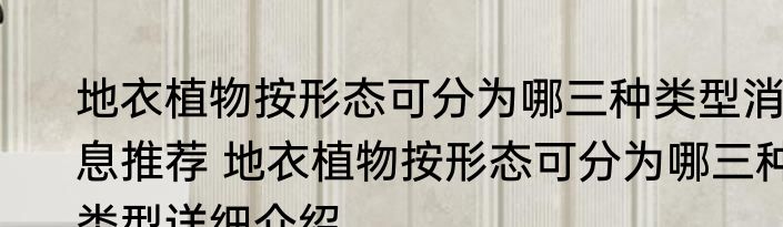 地衣植物按形态可分为哪三种类型消息推荐 地衣植物按形态可分为哪三种类型详细介绍