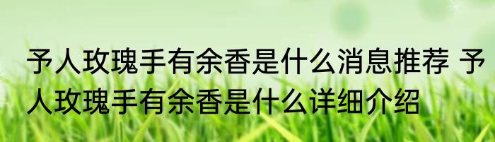 予人玫瑰手有余香是什么消息推荐 予人玫瑰手有余香是什么详细介绍
