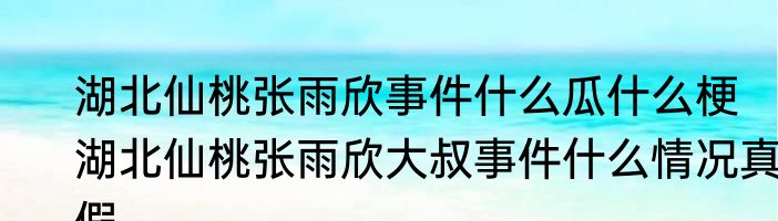 湖北仙桃张雨欣事件什么瓜什么梗    湖北仙桃张雨欣大叔事件什么情况真假