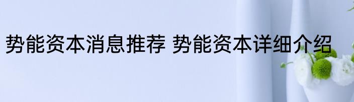 势能资本消息推荐 势能资本详细介绍