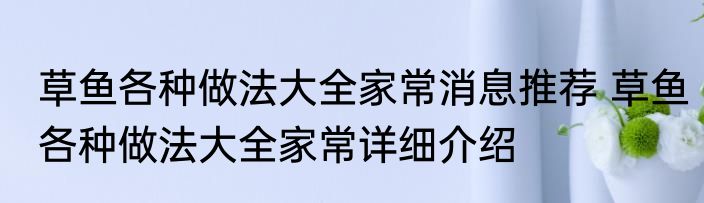 草鱼各种做法大全家常消息推荐 草鱼各种做法大全家常详细介绍