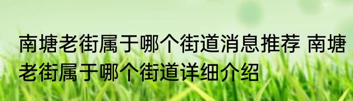 南塘老街属于哪个街道消息推荐 南塘老街属于哪个街道详细介绍