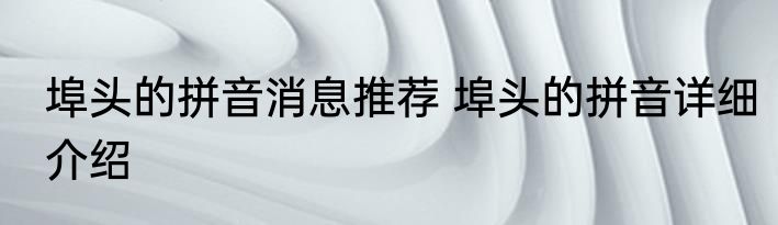 埠头的拼音消息推荐 埠头的拼音详细介绍