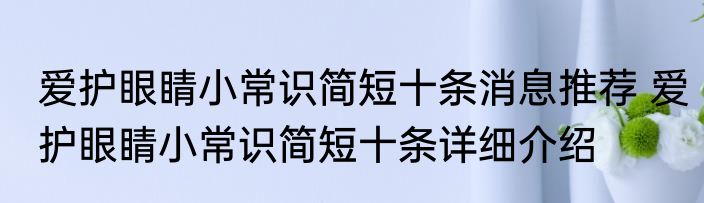 爱护眼睛小常识简短十条消息推荐 爱护眼睛小常识简短十条详细介绍