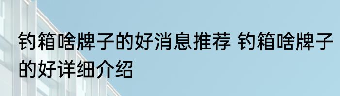 钓箱啥牌子的好消息推荐 钓箱啥牌子的好详细介绍