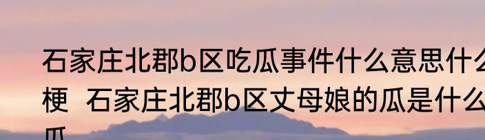 石家庄北郡b区吃瓜事件什么意思什么梗  石家庄北郡b区丈母娘的瓜是什么瓜