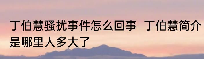 丁伯慧骚扰事件怎么回事  丁伯慧简介是哪里人多大了