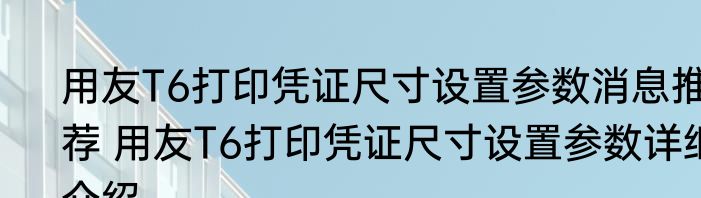 用友T6打印凭证尺寸设置参数消息推荐 用友T6打印凭证尺寸设置参数详细介绍