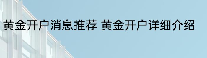 黄金开户消息推荐 黄金开户详细介绍