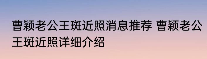 曹颖老公王斑近照消息推荐 曹颖老公王斑近照详细介绍