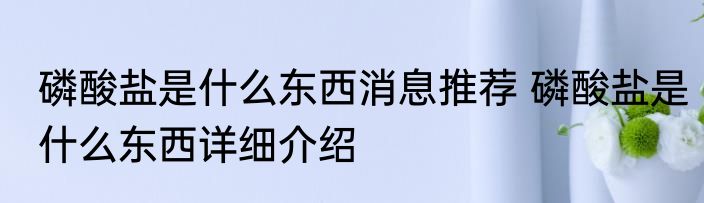 磷酸盐是什么东西消息推荐 磷酸盐是什么东西详细介绍