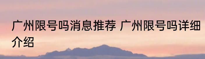 广州限号吗消息推荐 广州限号吗详细介绍