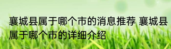 襄城县属于哪个市的消息推荐 襄城县属于哪个市的详细介绍