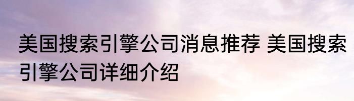美国搜索引擎公司消息推荐 美国搜索引擎公司详细介绍