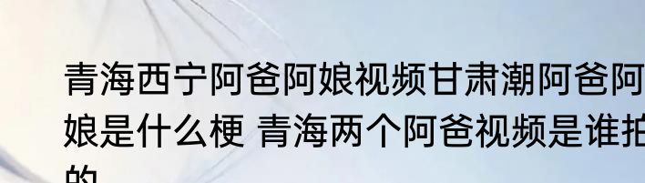 青海西宁阿爸阿娘视频甘肃潮阿爸阿娘是什么梗 青海两个阿爸视频是谁拍的