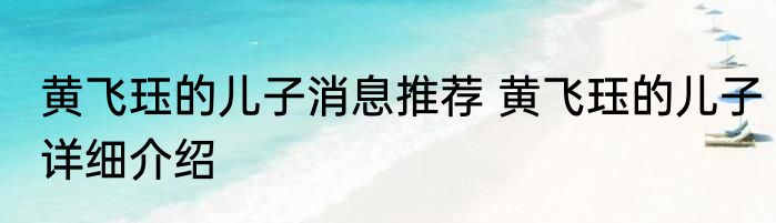 黄飞珏的儿子消息推荐 黄飞珏的儿子详细介绍