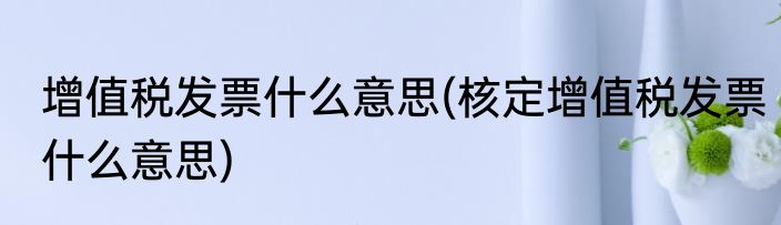增值税发票什么意思(核定增值税发票什么意思)