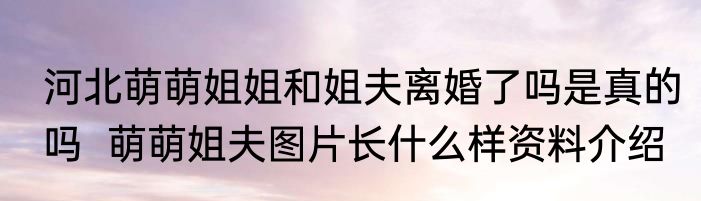 河北萌萌姐姐和姐夫离婚了吗是真的吗  萌萌姐夫图片长什么样资料介绍