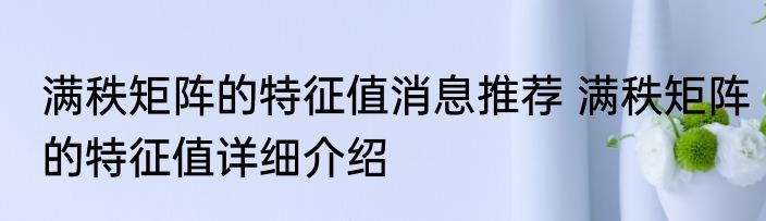 满秩矩阵的特征值消息推荐 满秩矩阵的特征值详细介绍