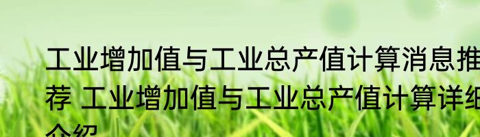 工业增加值与工业总产值计算消息推荐 工业增加值与工业总产值计算详细介绍