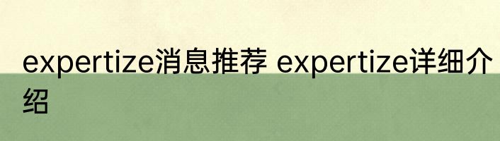 expertize消息推荐 expertize详细介绍