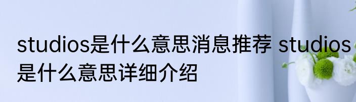 studios是什么意思消息推荐 studios是什么意思详细介绍