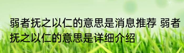 弱者抚之以仁的意思是消息推荐 弱者抚之以仁的意思是详细介绍