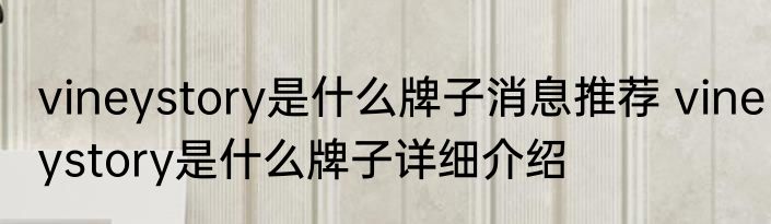 vineystory是什么牌子消息推荐 vineystory是什么牌子详细介绍