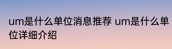 um是什么单位消息推荐 um是什么单位详细介绍