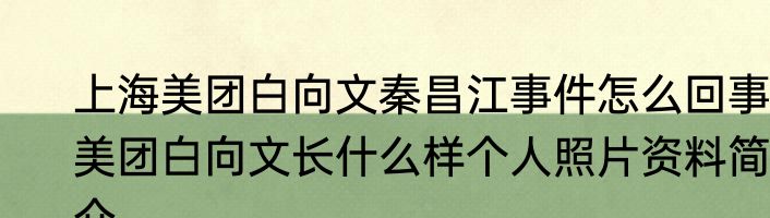 上海美团白向文秦昌江事件怎么回事 美团白向文长什么样个人照片资料简介