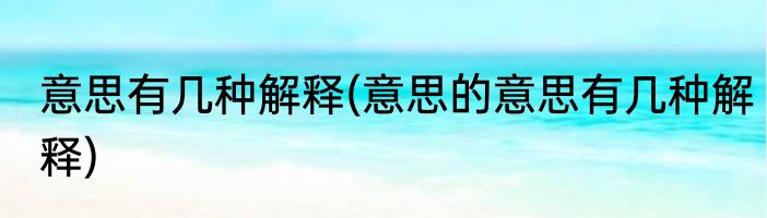 意思有几种解释(意思的意思有几种解释)