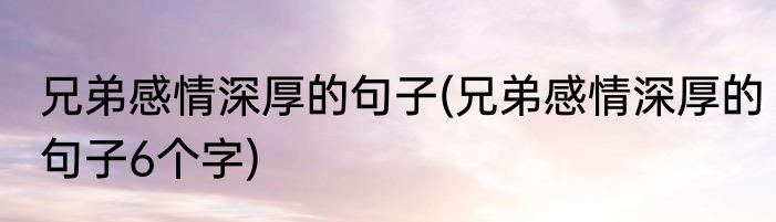 兄弟感情深厚的句子(兄弟感情深厚的句子6个字)