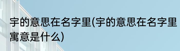 宇的意思在名字里(宇的意思在名字里寓意是什么)