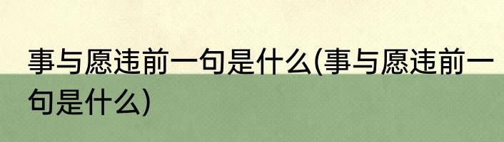 事与愿违前一句是什么(事与愿违前一句是什么)