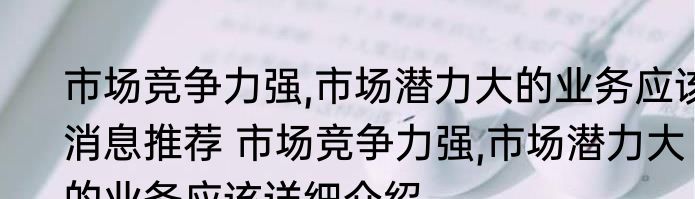 市场竞争力强,市场潜力大的业务应该消息推荐 市场竞争力强,市场潜力大的业务应该详细介绍