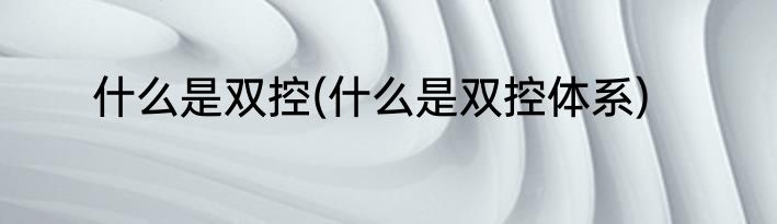 什么是双控(什么是双控体系)