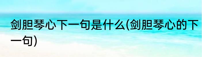 剑胆琴心下一句是什么(剑胆琴心的下一句)