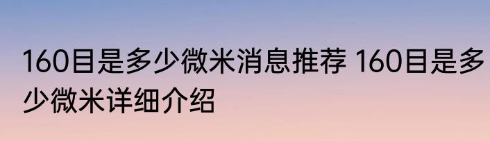 160目是多少微米消息推荐 160目是多少微米详细介绍