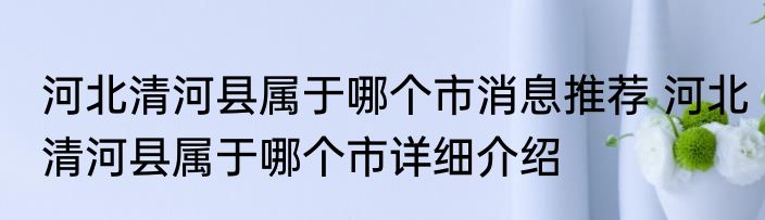 河北清河县属于哪个市消息推荐 河北清河县属于哪个市详细介绍