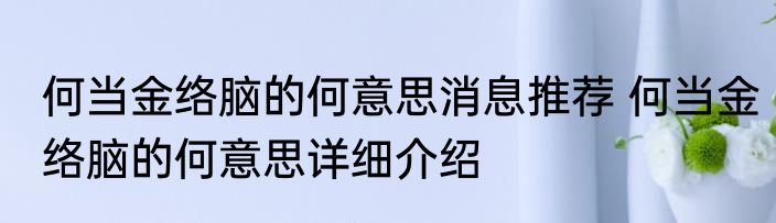 何当金络脑的何意思消息推荐 何当金络脑的何意思详细介绍