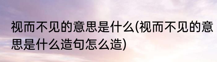 视而不见的意思是什么(视而不见的意思是什么造句怎么造)