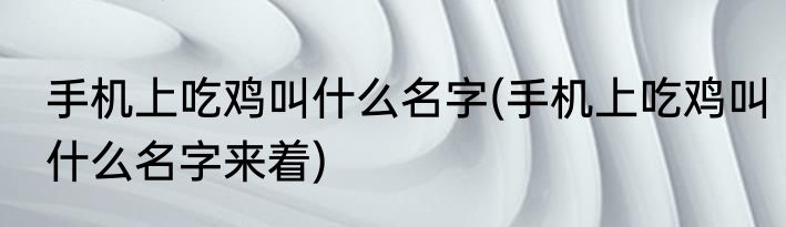 手机上吃鸡叫什么名字(手机上吃鸡叫什么名字来着)