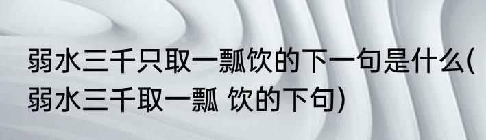 弱水三千只取一瓢饮的下一句是什么(弱水三千取一瓢 饮的下句)
