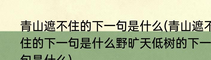 青山遮不住的下一句是什么(青山遮不住的下一句是什么野旷天低树的下一句是什么)