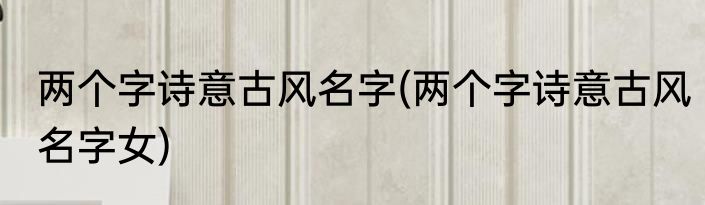 两个字诗意古风名字(两个字诗意古风名字女)