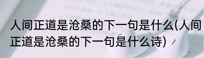 人间正道是沧桑的下一句是什么(人间正道是沧桑的下一句是什么诗)