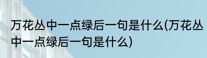 万花丛中一点绿后一句是什么(万花丛中一点绿后一句是什么)