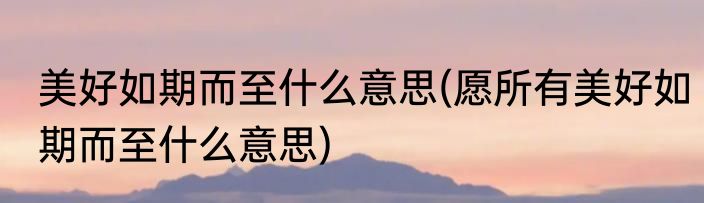 美好如期而至什么意思(愿所有美好如期而至什么意思)
