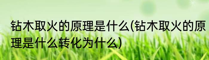 钻木取火的原理是什么(钻木取火的原理是什么转化为什么)